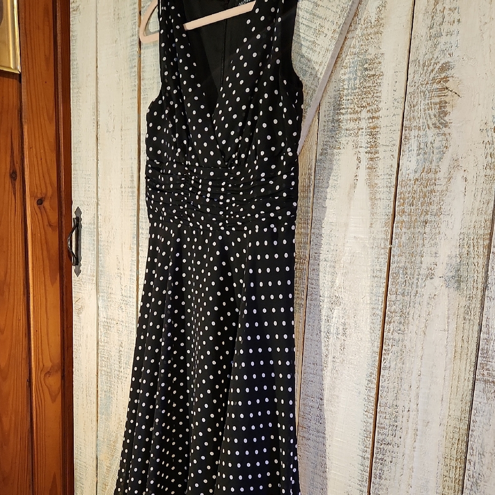 George Black and White Polka Dot Midi Dress